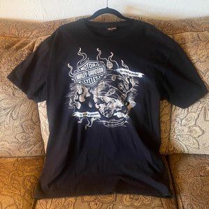 VINTAGE Branded Harley-Davidson Tee - Fire Skull